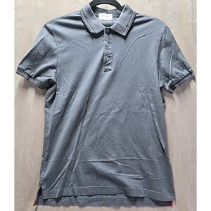 NWOT Salvatore Ferragamo Mens Gray Polo Gancini Neck Logo Sz Small Short Sleeve